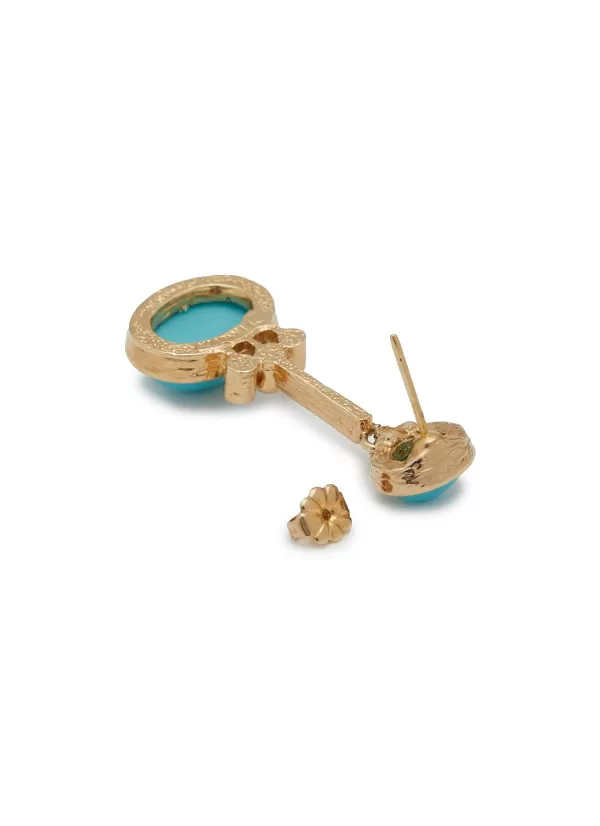 Vintage Accessories>* Vintage Panetta Gold Tone Faux Turquoise Earrings