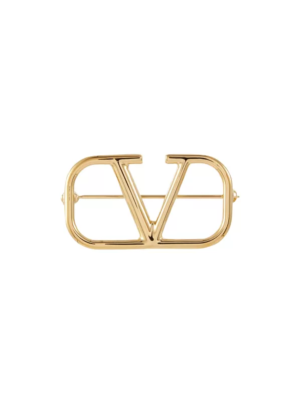 Fashion Jewellery>VALENTINO Vlogo Brass Brooch