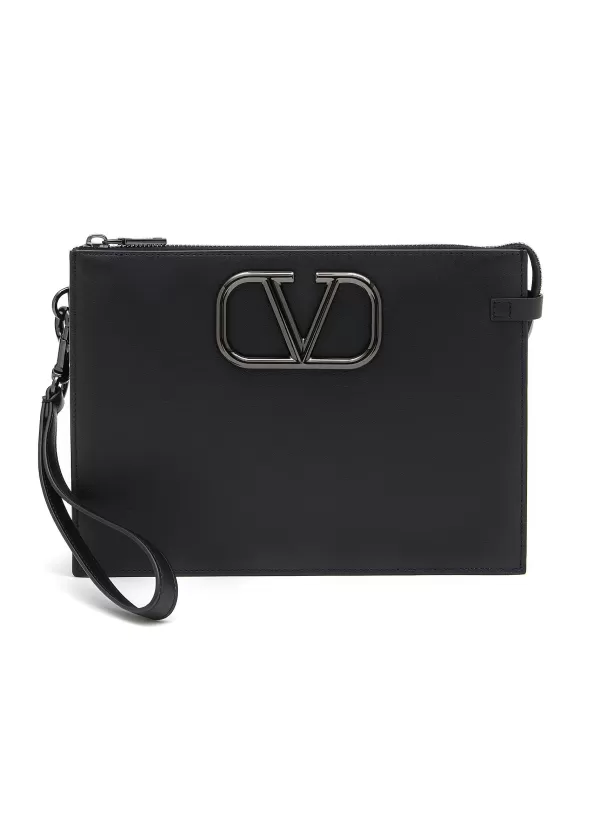 Small Leather Goods>VALENTINO Vlogo Leather Clutch