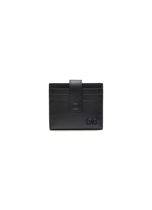 Small Leather Goods>VALENTINO Vlogo Plaque Leather Cardholder