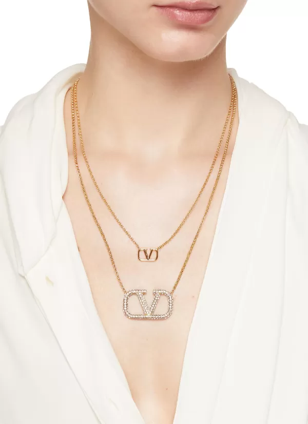 Fashion Jewellery>VALENTINO Vlogo Signature Brass Necklace