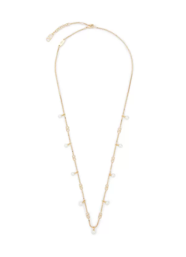 Fashion Jewellery>VALENTINO Vlogo Signature Pearl Brass Necklace