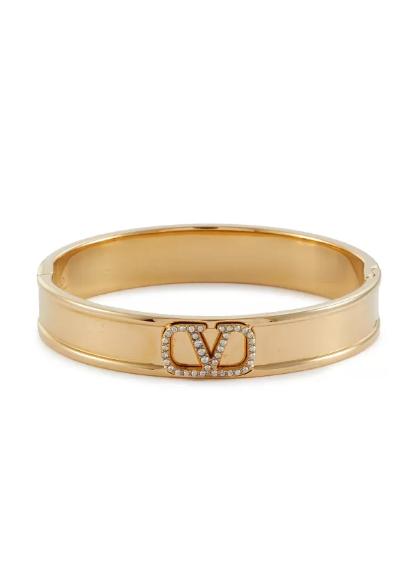 Fashion Jewellery>VALENTINO Vlogo Swarovski Crystal Brass Bracelet