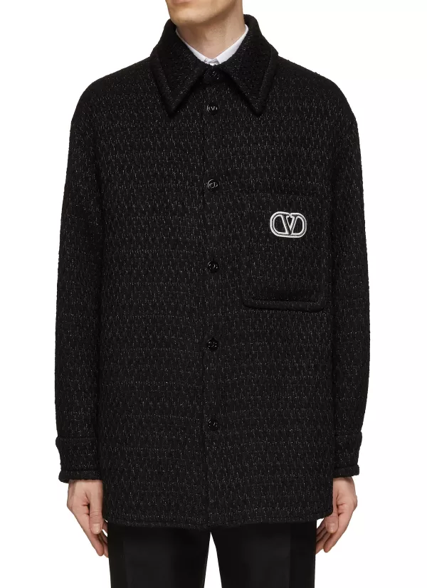 Shirts>VALENTINO Vlogo Tweed Shirt Jacket