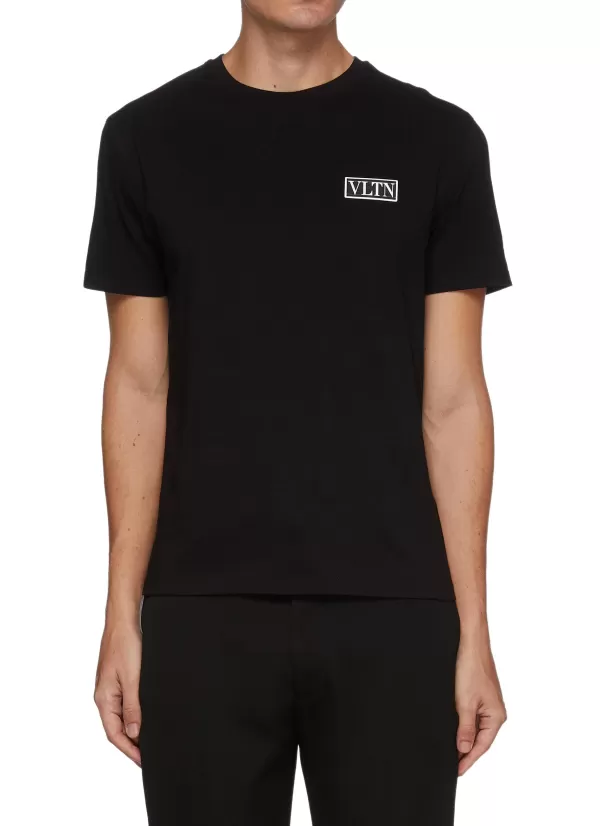 T-Shirts>VALENTINO Vltn Logo Print Cotton Jersey T-Shirt