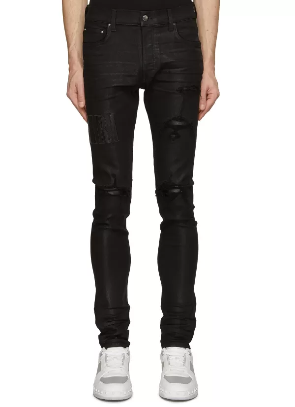 Pants>AMIRI Waxed Denim Distressed Skinny Jeans