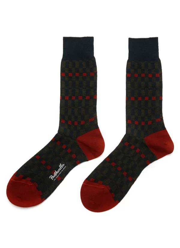 Socks>PANTHERELLA Wetton Abstract Check Long Ankle Socks