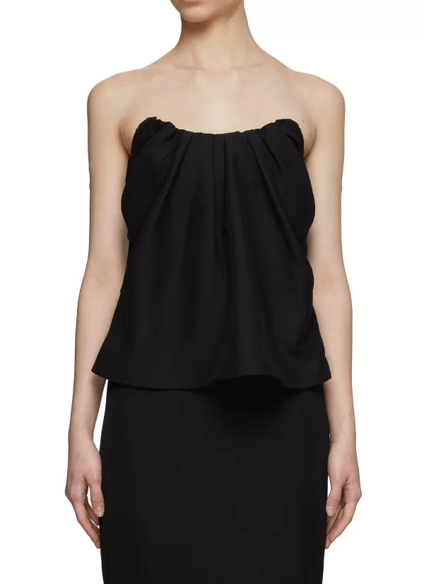 Tops>CO Wool Blend Ruched Bustier Top