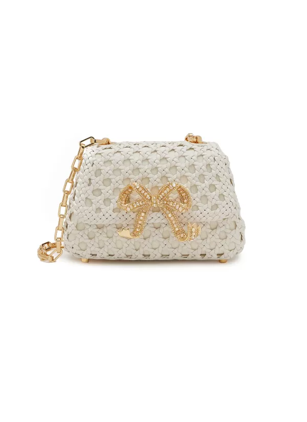 Crossbody>SELF-PORTRAIT Woven Leather Embellished Bow Bag