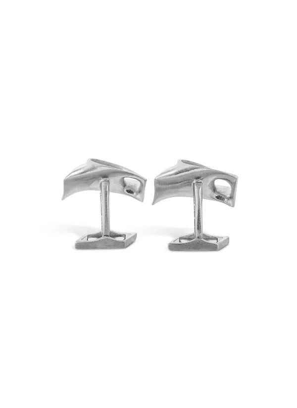 Cufflinks>TATEOSSIAN X Zaha Hadid Brushed Stainless Steel Twisted Cufflinks