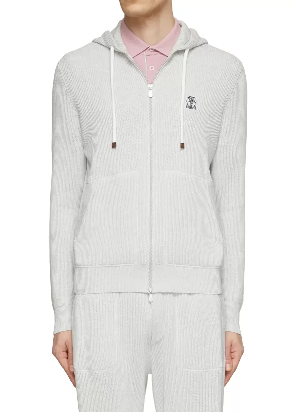 Pullovers & Hoodies>BRUNELLO CUCINELLI Zip Up Cotton Hoodie