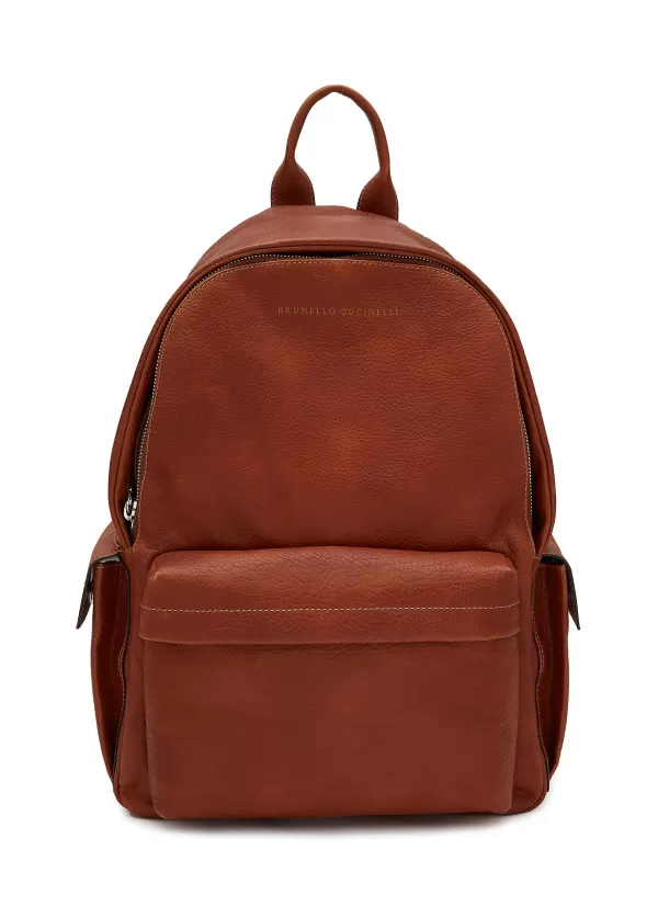 Backpacks>BRUNELLO CUCINELLI Zipped Leather Backpack