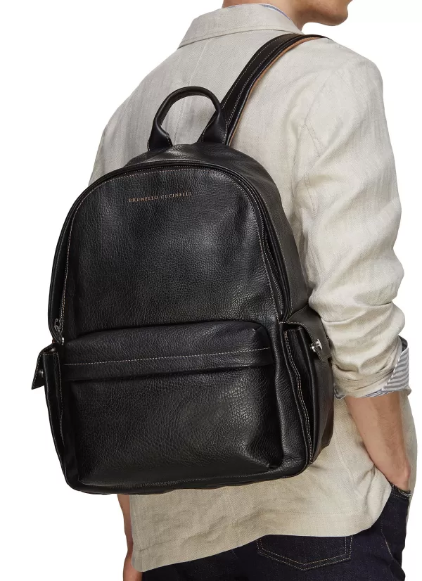 Backpacks>BRUNELLO CUCINELLI Zipped Leather Backpack