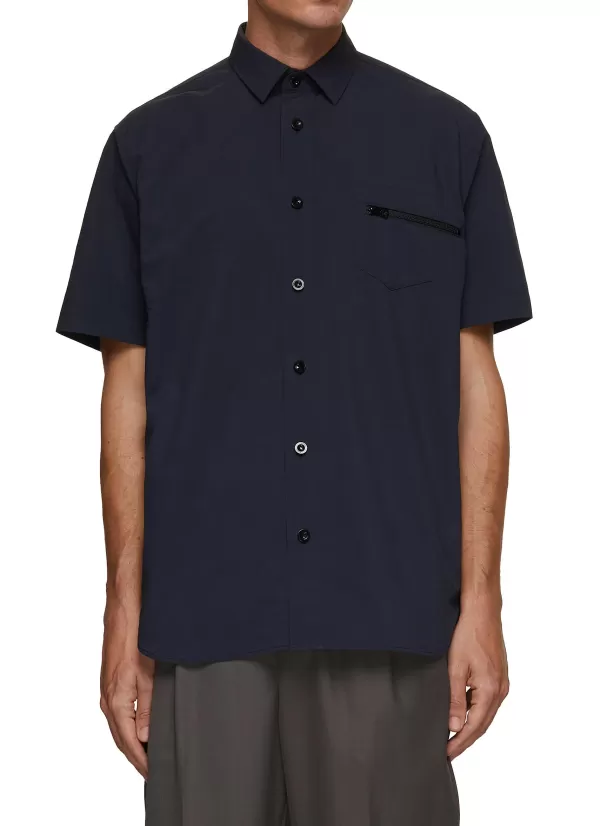 Shirts>SACAI Zippered Sides Taffeta Shirt